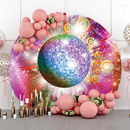 Party Decoration Round Disco Children's Birthday Backdrop Custom Background Baby Shower Wall Decorations Pozone Backdrops