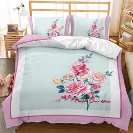 Bedding Sets Pastoral Comforter King Egyptian Cotton Pink Red Yellow Violet Rose Flower Bed Set Full Size Duvet Cover