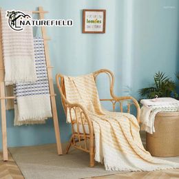 Blankets Jacquard Knitted Sofa Cover Blanket With Tassel Throw For Bed Aeroplane Travel Cotton Home Decoration