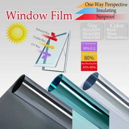 Window Stickers 2M/4M/5M X 50CM Waterproof Film One Way Mirror Insulation UV Rejection Privacy Tint Home Decoration