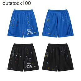 Gallerry Deept High end designer shorts for hand-painted splash-ink letter-printed casual capris high street loose sports mesh shorts men With 1:1 original labels