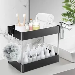 Kitchen Storage Under Bathroom Sink Organizer 2 Tier Cabinet Multi-Purpose Shelf For Sinks