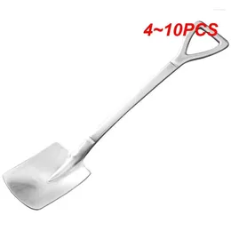 Tea Scoops 4-10PCS Stainless Steel Iron Shovel Spoon Coffee Engineering Retro Cute Square Head Kitchen
