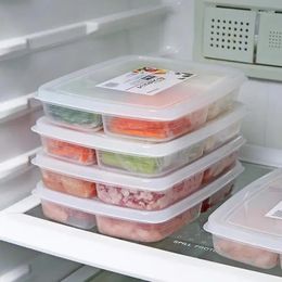 Dinnerware 4 Grids Fruit Storage Box Portable Compartment Refrigerator Freezer Organisers Sub-Packed Onion Ginger Clear Crisper