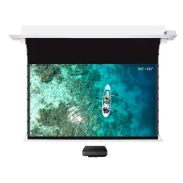 Motorised Drop Down Screen 8K Ultra Short Throw Ambient Light Rejecting Voice/Remote Controlled Electric Ceiling Recessed Projector Screen For Ust Alr projector