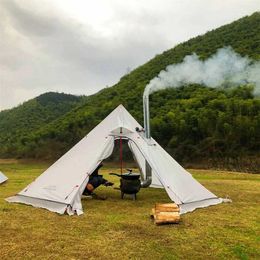 Tents and Shelters Newly upgraded pyramid tent shelter ultra light outdoor camping with ski chimney hole backpack plain anti tearQ240511