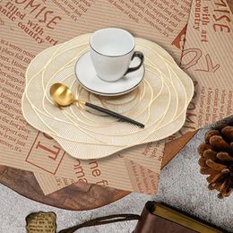 Table Mats Bronzing Rose Cup Mat Placemat Non-slip Waterproof PVC Round Flower Tableware Bowl Pads Dining Decoration