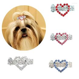 Dog Apparel Fashion Sparkling Diamond Heart-shaped Pet Accessories Hair Decoration Solid Long-hair Hairs Clip Cute Cat And