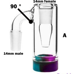 90 Degree Bowls With 14mm Male Joint Bubbler Ash Catcher Perc Bong Silicone Container for Dab Rig Bongs5260516