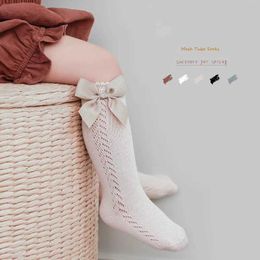 Kids Socks Childrens knee high mesh socks spring and summer baby arch tube socks soft cotton breathable childrens hollow socks 0-6 years old d240513