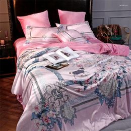 Bedding Sets Warm Winter Thick Fleece Fabric Flowers Printing Set Soft Flannel Velvet Duvet Cover Bed Sheet/Linen Pillowcases 5pcs