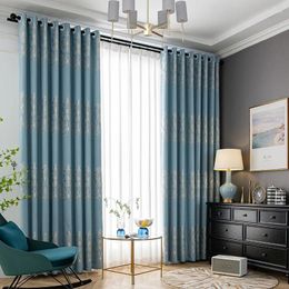 Curtain Chinese Jacquard European Flower Curtains Blackout Fabric Window For Living Dining Room Bedroom 1