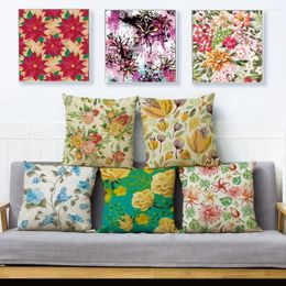 Pillow Nordic Style Rose Flower Tree Cover For Sofa Home Decor Throw Pillowcase Print Plant Case Linen 45 45cm