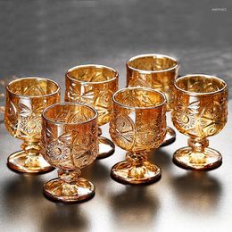 Wine Glasses 45MLx6PCS Chinese Style Drinking Glass Bar Party Tumblers Vodka Tequila Cordial Espresso Liquor S Embossed