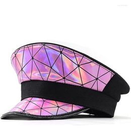 Berets Mardi Gras Year Adult Captain Hat Lattice Military For Performances