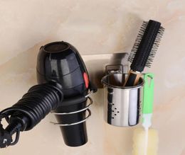 Hooks Rails Hair Dryer Holder Straightener Stand Blower Shelves Self Adhesive Blow Rack Stainless Steel Bathroom OrganzierHooks1230909