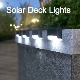 aterproof LED Solar Garden Lights Step Lamps Powered Fence Post Lamp for Outdoor Pathway Yard Patio Stairs lighting and Fences LL