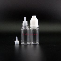 PET 10ML Plastic Dropper Bottles 100 Pcs/Lot With Child Proof Safety Caps and Nipples Highly transparent Can Squeeze have rainbow caps Xigs