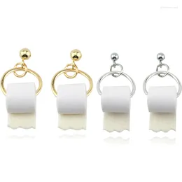 Dangle Earrings 3D Roll Paper Girls Geometric Drop Women Toilet Towel Studs Funny