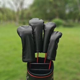 Black Golf Wood Cover Driver Fairway Hybrid Waterproof Protector Set PU Leather Soft Durable head Covers Rapid delivery 240425