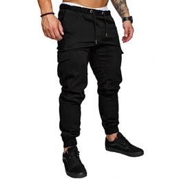 Mens Overalls Multipocket Microelastic Sports Casual Fitness Leggings Trousers Joggers Men Cargo Pants 240508