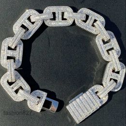 Trendy 18mm icey VVS Cuban Chain Link Baguette Diamond Mariner Link Kubaner