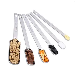 Spoons Rectangular Stainless Steel Measuring Spoon Set Of 6 Cooking Baking Scale Seasoning Spoon.