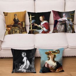 Pillow Europe Vintage Woman Lady Girl Cover Soft Short Plush Covers Case Home Decor Print Pillows Cases For Sofa