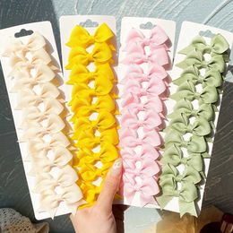 Hair Accessories 10 pieces/set of 2.4-inch colored ribbon bow hair clips suitable for baby and girl mini boutique hair clips headwear childrens hair clips d240513