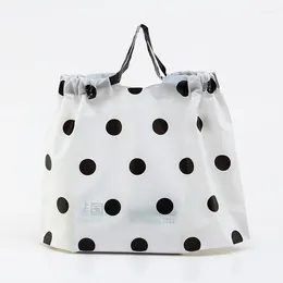 Party Decoration 2024 Arrival Plastic White Gift Bags With Black Polka Dot Big Packaging Pouch Handle Drawstring Pack