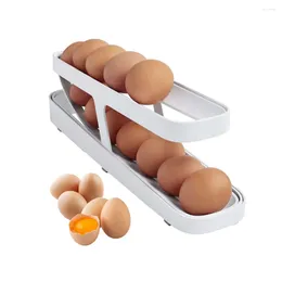 Storage Bottles Refrigerator Rolling Egg Holder Rack Dispenser Box Organisers For Automatic Rolldown Kitchen Items