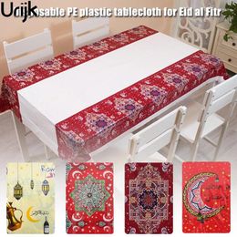 Table Cloth Urijk Tablecloth Disposable PE Rectangle Party Cover For Eid Ramadan Birthday Supply