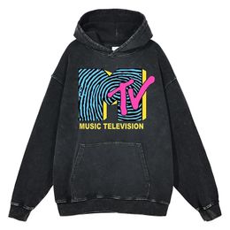 MTV Music Television Graphic Hoodies Quality Cotton Retro Rock Hip Hop Punk Sweatshirt Oversized Y2K Harajuku Men Women Clothing 240429