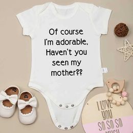 Rompers Interesting Text Printing Cute Baby Girl Clothing Popular Style Casual Newborn Boys Tight Clothing High Quality Cotton Baby Clothing 0-24 MonthsL2405