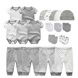 Clothing Sets Childrens zoom baby clothing set newborn boys and girls baby tight fitting clothes+pants+hat+gloves/bib unisex clothing BeibeiL2405