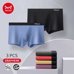Underpants MiiOW 3pcs 40S Modal Men Underwear Breathable Graphene Antibacterial Mens Panties Boxershorts Male Seamless Underpants Boxers Y240507