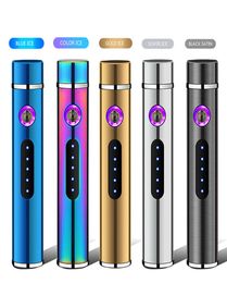 Mini New Double Arc Screem Display Lighters Windproof USB Recharge Lighter Small Metal Electric Lighter 8284145