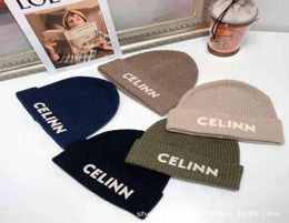 New c Home Pasted Cloth Letter Embroidery Knitted Hat Cel Wool Versatile Wool Hat Autumn and Winter Warm and Cold Hat Men and Wome7441342