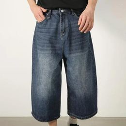 Men's Jeans Men Gradient Trousers Summer Colour Wide Leg Cropped With Button Zipper Closure Mid-rise For Streetwear