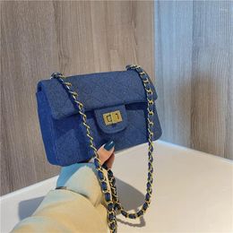 Bag Denim Crossbody Bags For Women 2024 Solid Colour Quilting Purses And Handbags Fashion Chains Shoulder Ladies Travel Flap