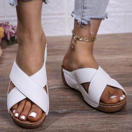 Sandals Shoes Women Summer Retro Shoe Slides Walking Wedge Ladies Casual Footwear Slippers Female