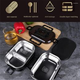 Dinnerware Bento Box 304 Stainless Steel Portable Durable Easy To Clean Leak-proof Kitchenware Lunch 287g/591g