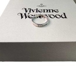 Brand Westwoods New Narrow Faced Letter Ring Unique Design Simple Saturn Couple Nail FHRD