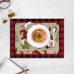 Table Mats Christmas Placemats Snowman Xmas Tree Pattern Printed Placemat Set Of 4 Large Seasonal Holiday Pad For Home