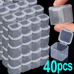 Storage Boxes Bins 1/40 piece cube storage box transparent bead Jewellery container square plastic DIY button nail art packaging portable Organiser S24513