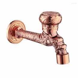 Bathroom Sink Faucets Outdoor Garden Taps Carved Wall Mount Brass Antique Faucet One In Two Out Washing Machine Mop Pool