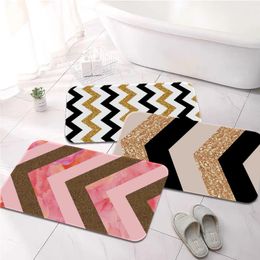 Carpets Golden Rose Black Lines Printed Flannel Floor Mat Bathroom Decor Carpet Non-Slip For Living Room Kitchen Welcome Doormat