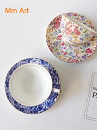 Mugs Retro Floral Bone China Light Coffee Cup And Saucer Set British Afternoon Tea