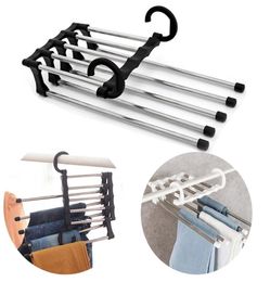 Multifunction Magic Clothes Hanger Stainless Steel Tube Pants Rack Retractable Clothes Trouser Holder Storage Hanger Home Organize1539660
