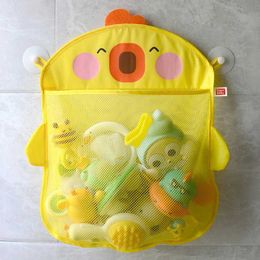Sand Play Water Fun QWZ New Cartoon Duck Baby Bathroom Mesh Bag Suction Cup Design for Bathroom Toys Childrens Animal Shaped Fabric Sand Toy Storage Mesh BagL2405